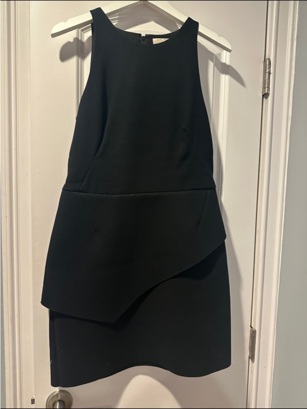 Halston Heritage Black Sleeveless Layered Sheath Dress